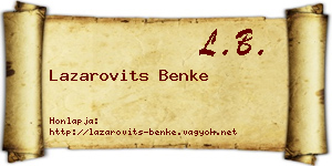 Lazarovits Benke névjegykártya